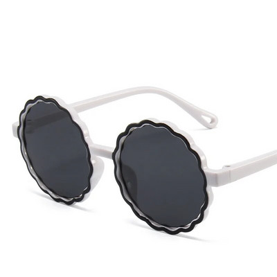 iboode Ochelari de soare pentru copii retro cu cadru rotund Wave, culoare contrastantă, în formă de floare, băieți, fete, ochelari de soare cu umbrire în aer liber