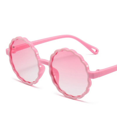 iboode Ochelari de soare pentru copii retro cu cadru rotund Wave, culoare contrastantă, în formă de floare, băieți, fete, ochelari de soare cu umbrire în aer liber