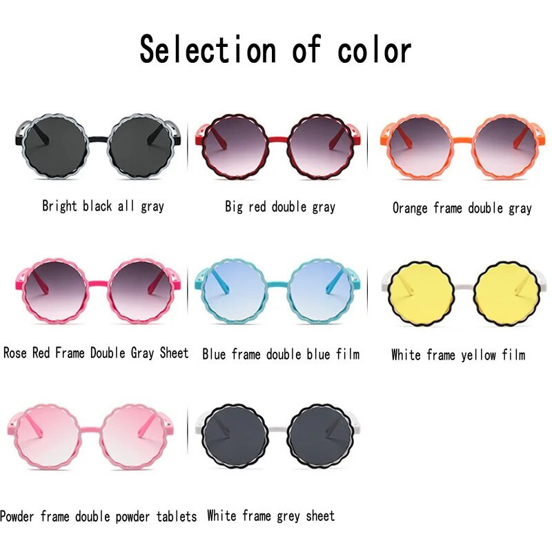iboode Ochelari de soare pentru copii retro cu cadru rotund Wave, culoare contrastantă, în formă de floare, băieți, fete, ochelari de soare cu umbrire în aer liber