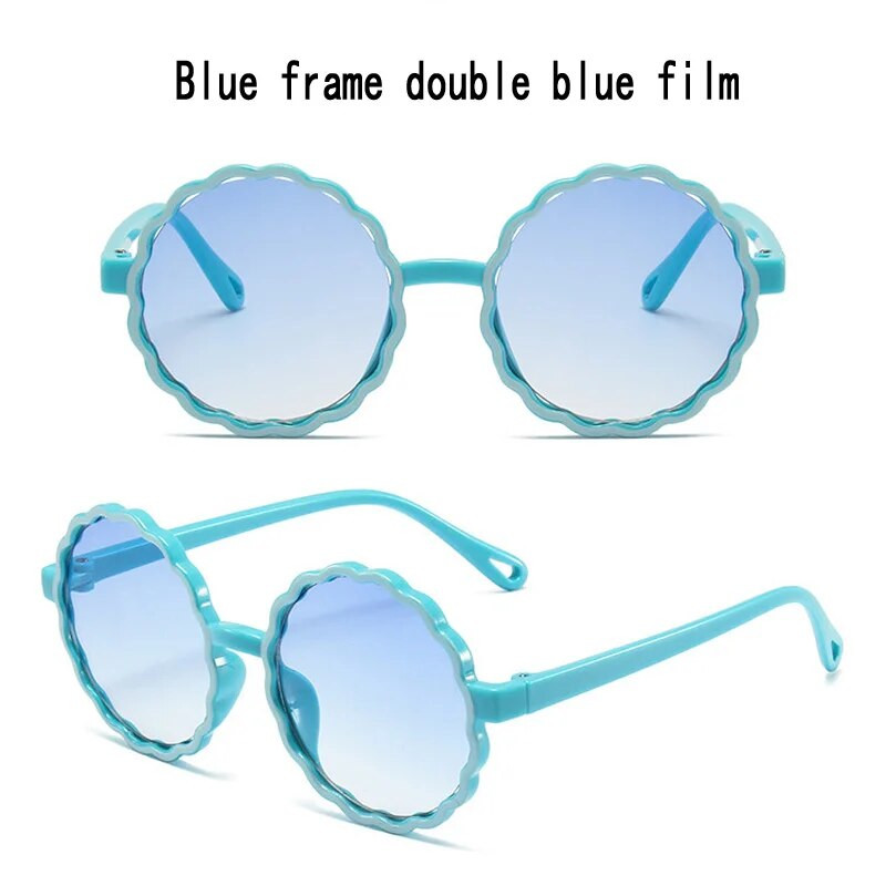 iboode Ochelari de soare pentru copii retro cu cadru rotund Wave, culoare contrastantă, în formă de floare, băieți, fete, ochelari de soare cu umbrire în aer liber