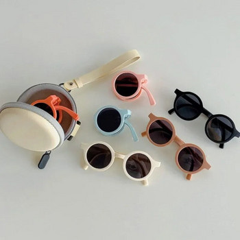 Сгъваеми детски слънчеви очила Ретро детски сладки сгъваеми слънчеви очила Ултралеки кръгли рамки Външни UV сенници Очила за момчета Момичета