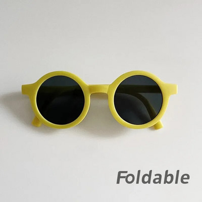 Ochelari de soare pliabili pentru copii retro copii ochelari de soare plianți drăguți, cadru rotund ultraușor, umbre UV în aer liber Ochelari pentru băieți, fete