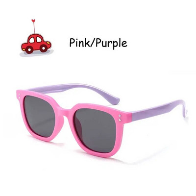 2023 Ochelari de soare polarizați pătrați pentru copii, 3-10 ani, fete, băieți, ochelari TAC, lentile din silicon, ochelari flexibili, cadru de protecție UV.