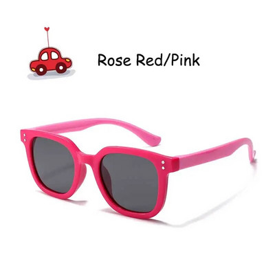 2023 Ochelari de soare polarizați pătrați pentru copii, 3-10 ani, fete, băieți, ochelari TAC, lentile din silicon, ochelari flexibili, cadru de protecție UV.