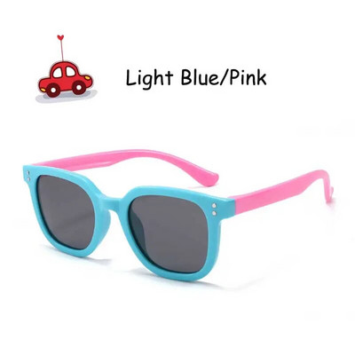 2023 Ochelari de soare polarizați pătrați pentru copii, 3-10 ani, fete, băieți, ochelari TAC, lentile din silicon, ochelari flexibili, cadru de protecție UV.