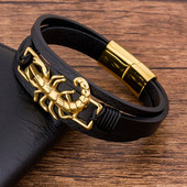 TYO Fashion Trendy Charm Brățară din piele creveți bărbați animale din oțel inoxidabil cu închidere magnetică brățări bijuterii frânghie împletită