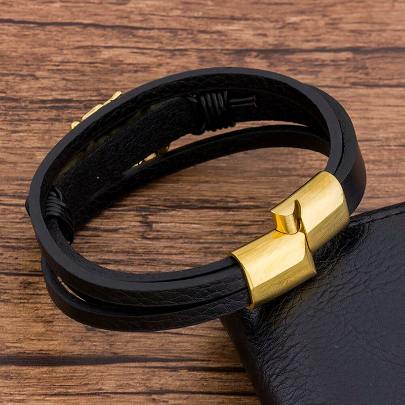 TYO Fashion Trendy Charm Brățară din piele creveți bărbați animale din oțel inoxidabil cu închidere magnetică brățări bijuterii frânghie împletită