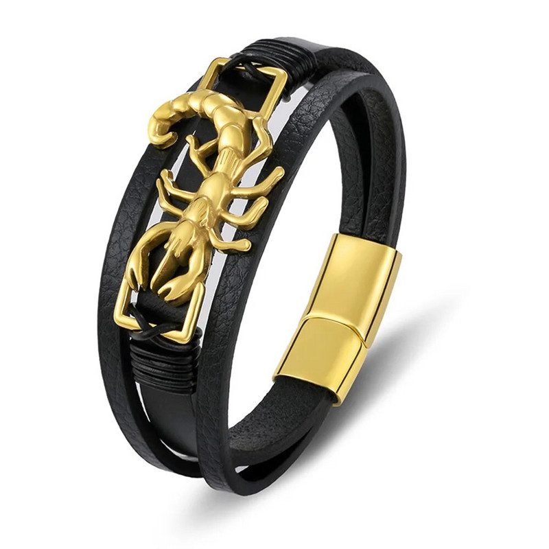 TYO Fashion Trendy Charm Brățară din piele creveți bărbați animale din oțel inoxidabil cu închidere magnetică brățări bijuterii frânghie împletită