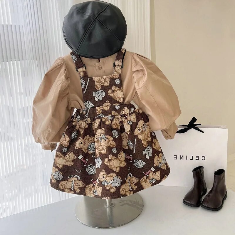 Bluză cu mâneci bufante pentru fetiță, din bumbac, cămașă pentru copii mici, toamnă, primăvară, top Bluze, culoare uni, haine pentru bebeluși 1-7 ani