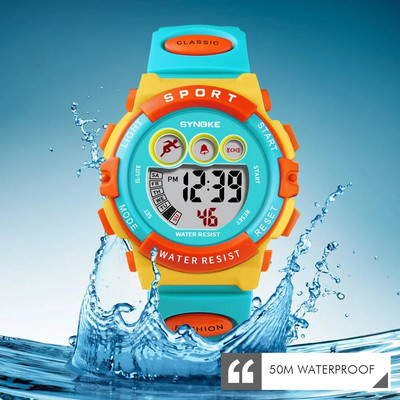 Маркови часовници SYNOKE за деца Цветни електронни часовници 50M водоустойчив часовник Детски детски цифрови часовници за момчета и момичета