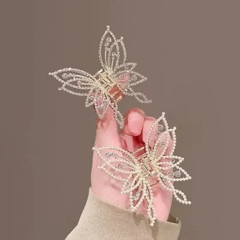 Модни метални ажурни щипки за коса с нокти за коса с пеперуди за жени Момиче Елегантна щипка с нокти за опашка Винтидж фиби Аксесоари за коса