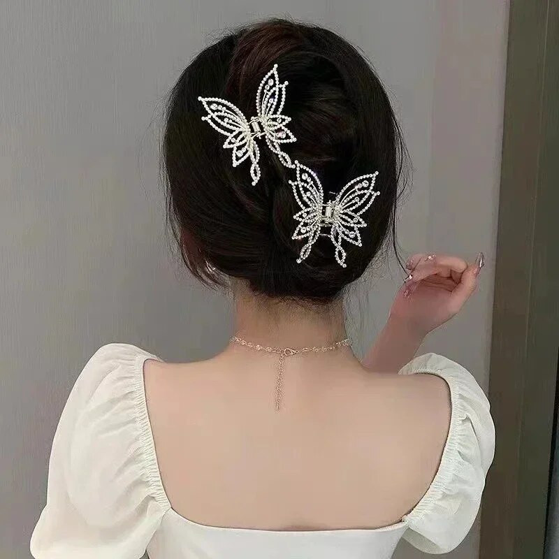 Modne metalne ažurne kopče za kosu s leptirima za kosu za žene Djevojke Elegantna kopča s kandžama u konjskom repu Vintage ukosnice Dodaci za kosu
