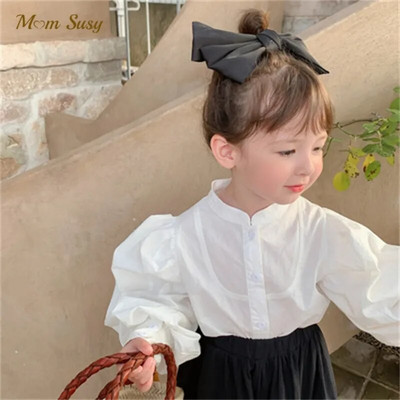 Bluza s puf rukavima za djevojčice Pamučna majica princeza za dojenčad i malu djecu Jesen Proljetna majica Bijela bluza Odjeća za bebe u francuskom stilu od 1 do 7 godina