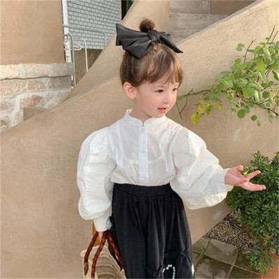 Bluza s puf rukavima za djevojčice Pamučna majica princeza za dojenčad i malu djecu Jesen Proljetna majica Bijela bluza Odjeća za bebe u francuskom stilu od 1 do 7 godina