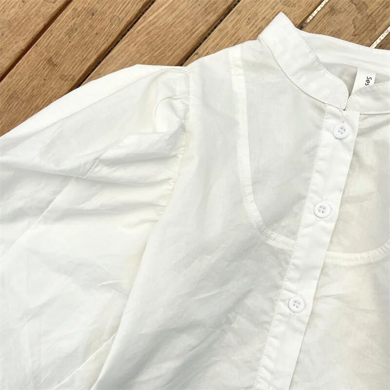 Bluza s puf rukavima za djevojčice Pamučna majica princeza za dojenčad i malu djecu Jesen Proljetna majica Bijela bluza Odjeća za bebe u francuskom stilu od 1 do 7 godina