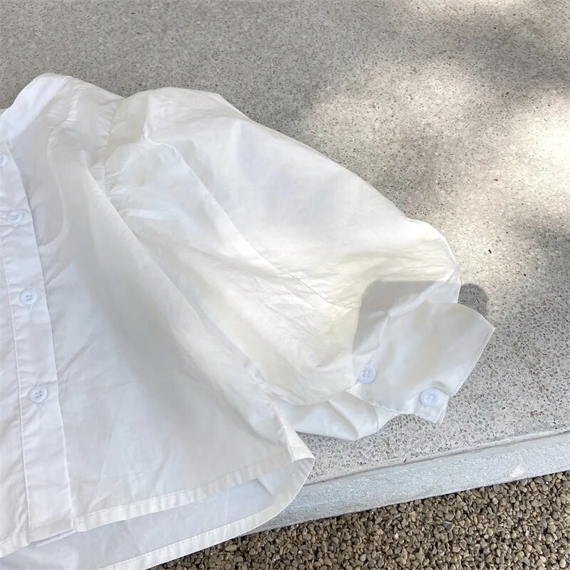 Bluza s puf rukavima za djevojčice Pamučna majica princeza za dojenčad i malu djecu Jesen Proljetna majica Bijela bluza Odjeća za bebe u francuskom stilu od 1 do 7 godina