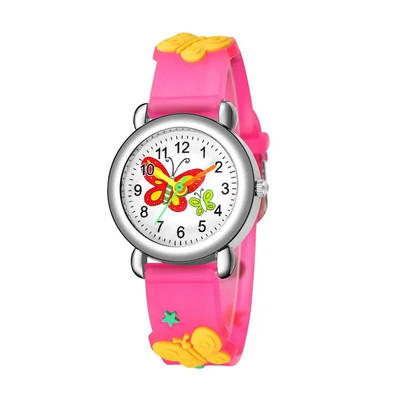 Vandeniui atsparus silikoninis mielas 3D laikrodis su peteliškės animacinių filmų vaikų laikrodis mergaitėms, studentams, kvarcinis laikrodis vaikams, kvarcinis analoginis rankinis laikrodis, dovana