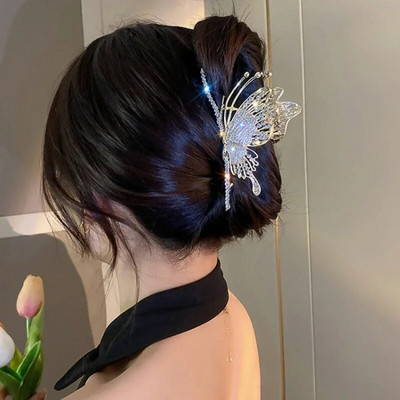 Clip de păr fluture metal pentru femei Ultimul design de nișă Folder de prindere Clip de rechin Accesorii de păr pentru femeie Clip de păr mare