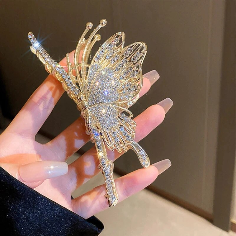 Clip de păr fluture metal pentru femei Ultimul design de nișă Folder de prindere Clip de rechin Accesorii de păr pentru femeie Clip de păr mare