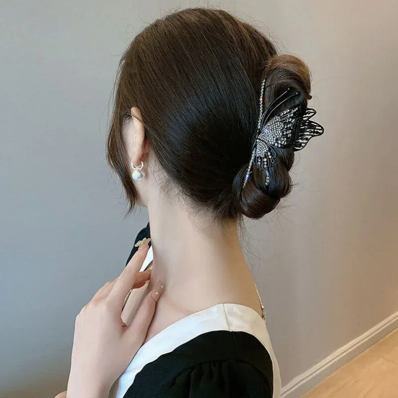 Clip de păr fluture metal pentru femei Ultimul design de nișă Folder de prindere Clip de rechin Accesorii de păr pentru femeie Clip de păr mare