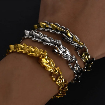 Punk Men Dragon Bracelets Kpop Faucet Thick Chain Bracelet Retro Domineering Exaggerated Keel Chain Bracelet Personality Jewelry