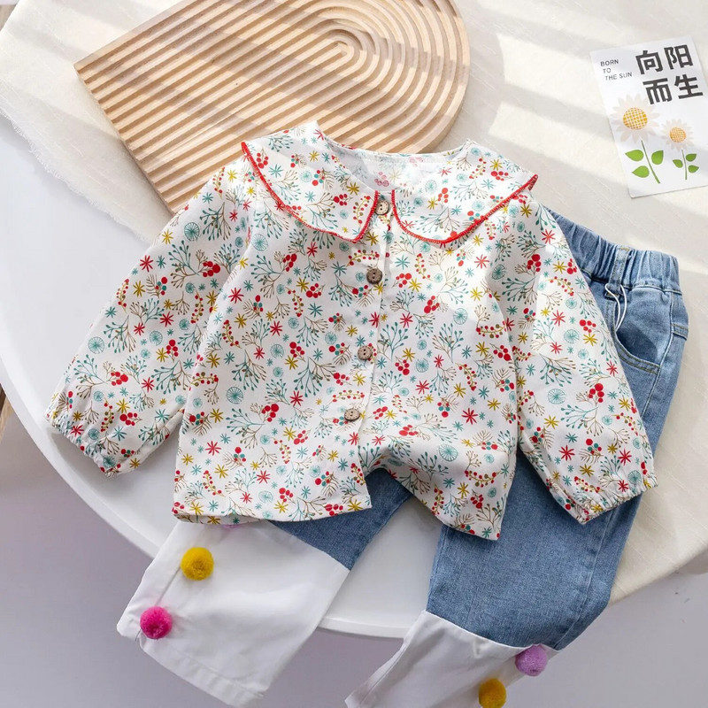 Bluze pentru copii din dantelă broderie florală guler răsturnat bluză pentru fete cămașă haine pentru fetiță bluză albă pentru cămăși pentru bebeluși