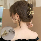 Gheare de păr la modă Temperament Gold Grab Agrafe de păr din metal cu fluture Agrafe de păr elegante de epocă cu bandă Accesorii de păr la modă