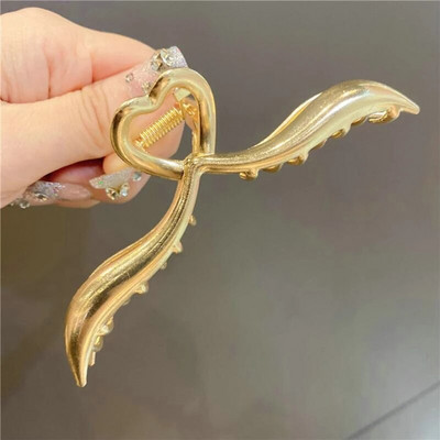 Gheare de păr la modă Temperament Gold Grab Agrafe de păr din metal cu fluture Agrafe de păr elegante de epocă cu bandă Accesorii de păr la modă