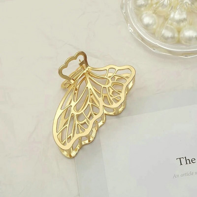 Gheare de păr la modă Temperament Gold Grab Agrafe de păr din metal cu fluture Agrafe de păr elegante de epocă cu bandă Accesorii de păr la modă