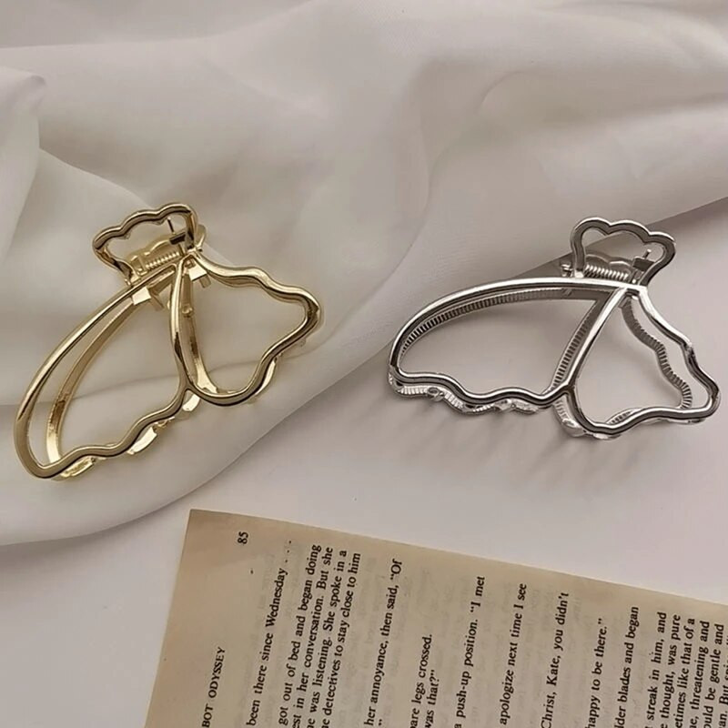 Gheare de păr la modă Temperament Gold Grab Agrafe de păr din metal cu fluture Agrafe de păr elegante de epocă cu bandă Accesorii de păr la modă