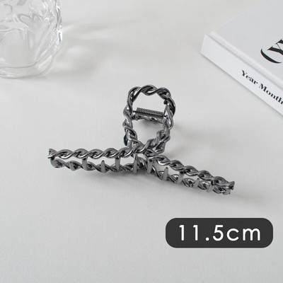 Suured metallist geomeetrilised juukseklambrid, hõbedased korea moe-hai klambrid, Y2k juuksenõelad, juuksenõelad, juuste aksessuaarid naistele