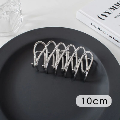 Suured metallist geomeetrilised juukseklambrid, hõbedased korea moe-hai klambrid, Y2k juuksenõelad, juuksenõelad, juuste aksessuaarid naistele