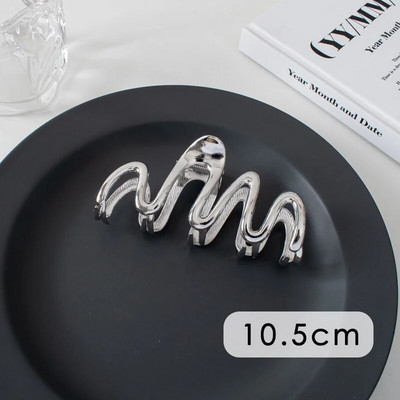 Suured metallist geomeetrilised juukseklambrid, hõbedased korea moe-hai klambrid, Y2k juuksenõelad, juuksenõelad, juuste aksessuaarid naistele