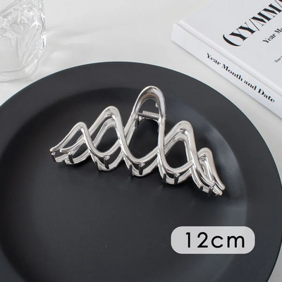 Suured metallist geomeetrilised juukseklambrid, hõbedased korea moe-hai klambrid, Y2k juuksenõelad, juuksenõelad, juuste aksessuaarid naistele