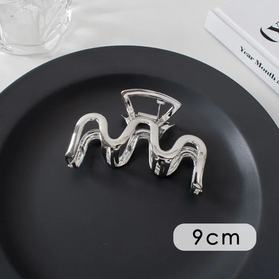 Suured metallist geomeetrilised juukseklambrid, hõbedased korea moe-hai klambrid, Y2k juuksenõelad, juuksenõelad, juuste aksessuaarid naistele