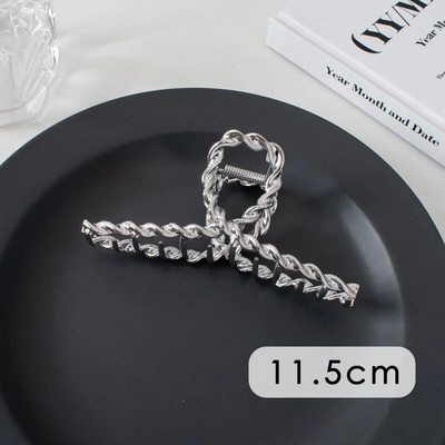 Suured metallist geomeetrilised juukseklambrid, hõbedased korea moe-hai klambrid, Y2k juuksenõelad, juuksenõelad, juuste aksessuaarid naistele