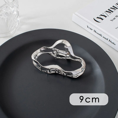 Suured metallist geomeetrilised juukseklambrid, hõbedased korea moe-hai klambrid, Y2k juuksenõelad, juuksenõelad, juuste aksessuaarid naistele