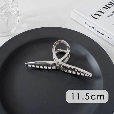 Suured metallist geomeetrilised juukseklambrid, hõbedased korea moe-hai klambrid, Y2k juuksenõelad, juuksenõelad, juuste aksessuaarid naistele
