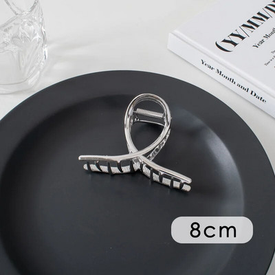 Suured metallist geomeetrilised juukseklambrid, hõbedased korea moe-hai klambrid, Y2k juuksenõelad, juuksenõelad, juuste aksessuaarid naistele