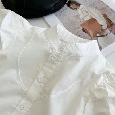 Cămașă cu mânecă bufantă cu guler pentru fete, top de modă în stil european și american, primăvară și toamnă 2022, îmbrăcăminte nou stil