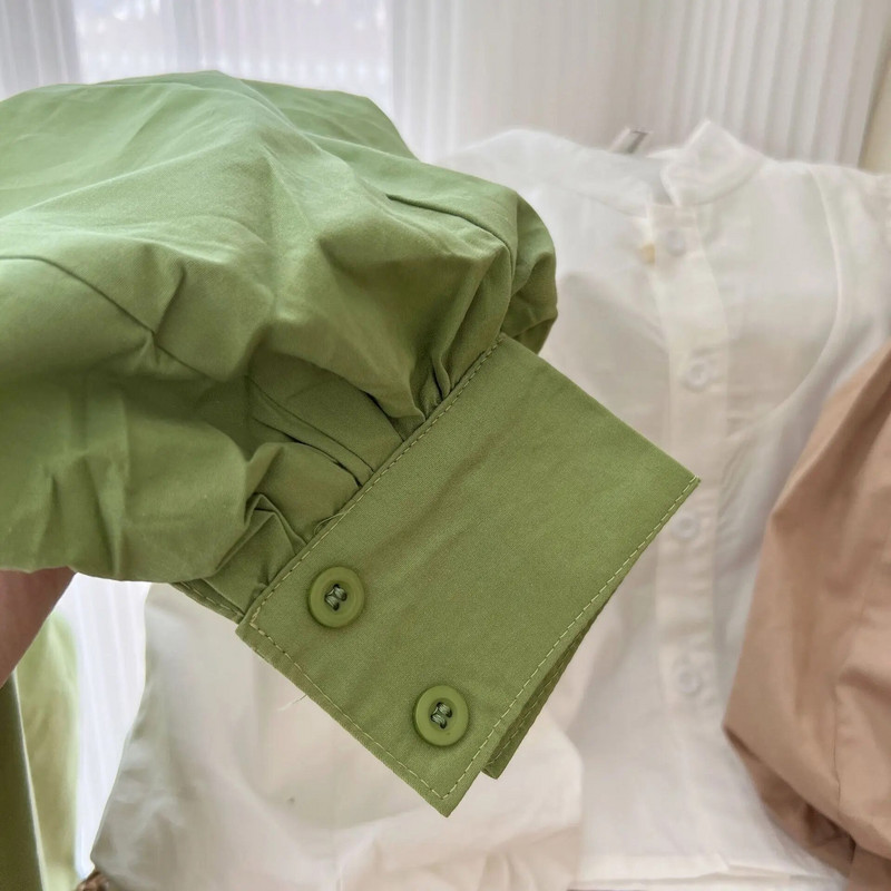 Cămașă cu mânecă bufantă cu guler pentru fete, top de modă în stil european și american, primăvară și toamnă 2022, îmbrăcăminte nou stil