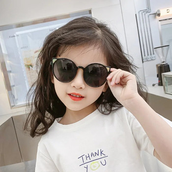 Модни модерни слънчеви очила с котешки уши за деца Детски кръгли рамки UV защита Слънчеви очила Момчета Момичета Летни очила за открито