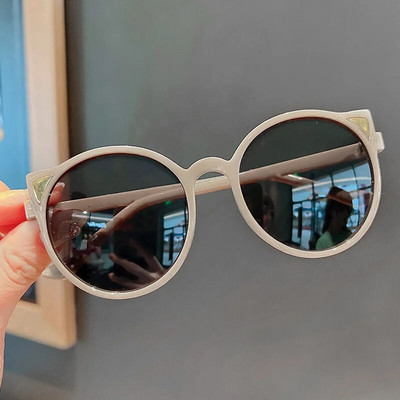 Ochelari de soare la modă, la modă, urechi de pisică, pentru copii, ochelari de soare cu ramă rotundă, cu protecție UV, pentru băieți, fete, vară, în aer liber