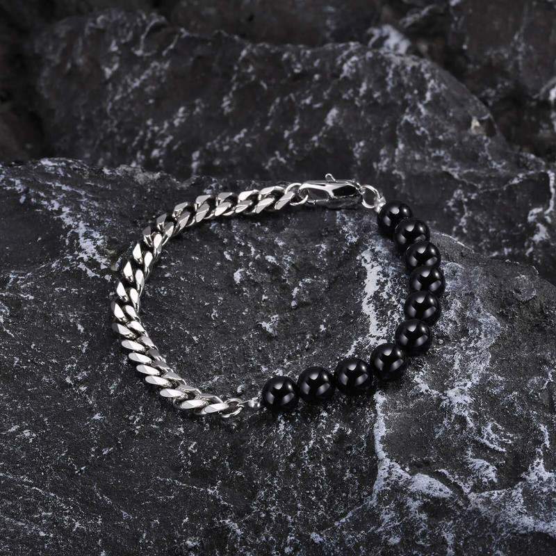 Vnox kubai lánc karkötők férfiaknak fiúknak, 8 mm-es gyöngyök, csuklópántok, ajándékok Valentin apák napjára születésnapi partira