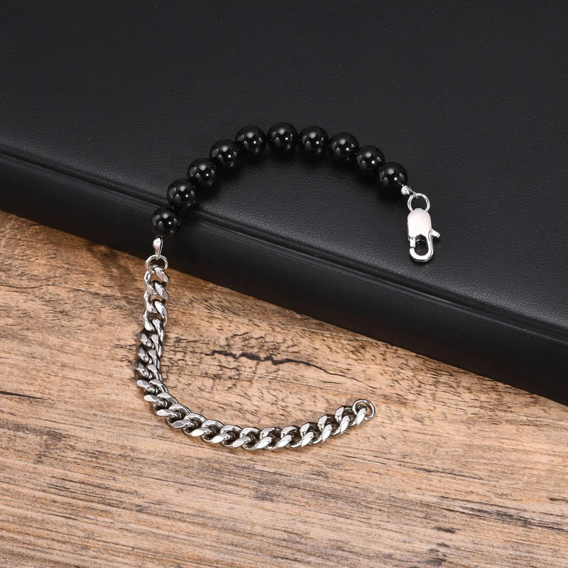 Vnox kubai lánc karkötők férfiaknak fiúknak, 8 mm-es gyöngyök, csuklópántok, ajándékok Valentin apák napjára születésnapi partira