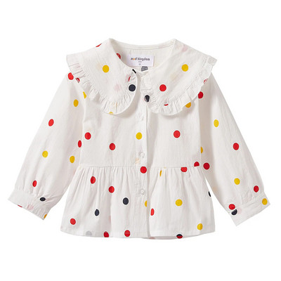 Mudkingdom Κοριτσίστικο πουκάμισο μακρυμάνικο Peter Pan Μπλούζα με γιακά για νήπια Ρούχα με στάμπα βαμβακερά με κουκκίδες Μονόχρωμη Άνοιξη Φθινόπωρο