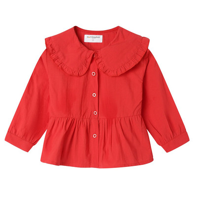 Mudkingdom Κοριτσίστικο πουκάμισο μακρυμάνικο Peter Pan Μπλούζα με γιακά για νήπια Ρούχα με στάμπα βαμβακερά με κουκκίδες Μονόχρωμη Άνοιξη Φθινόπωρο