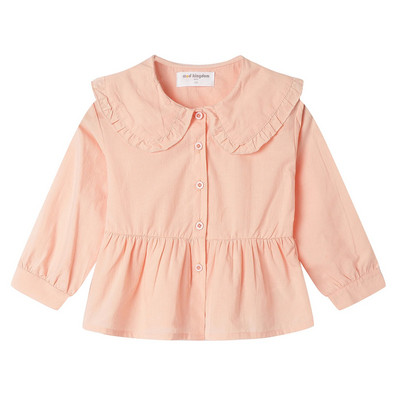 Mudkingdom Κοριτσίστικο πουκάμισο μακρυμάνικο Peter Pan Μπλούζα με γιακά για νήπια Ρούχα με στάμπα βαμβακερά με κουκκίδες Μονόχρωμη Άνοιξη Φθινόπωρο