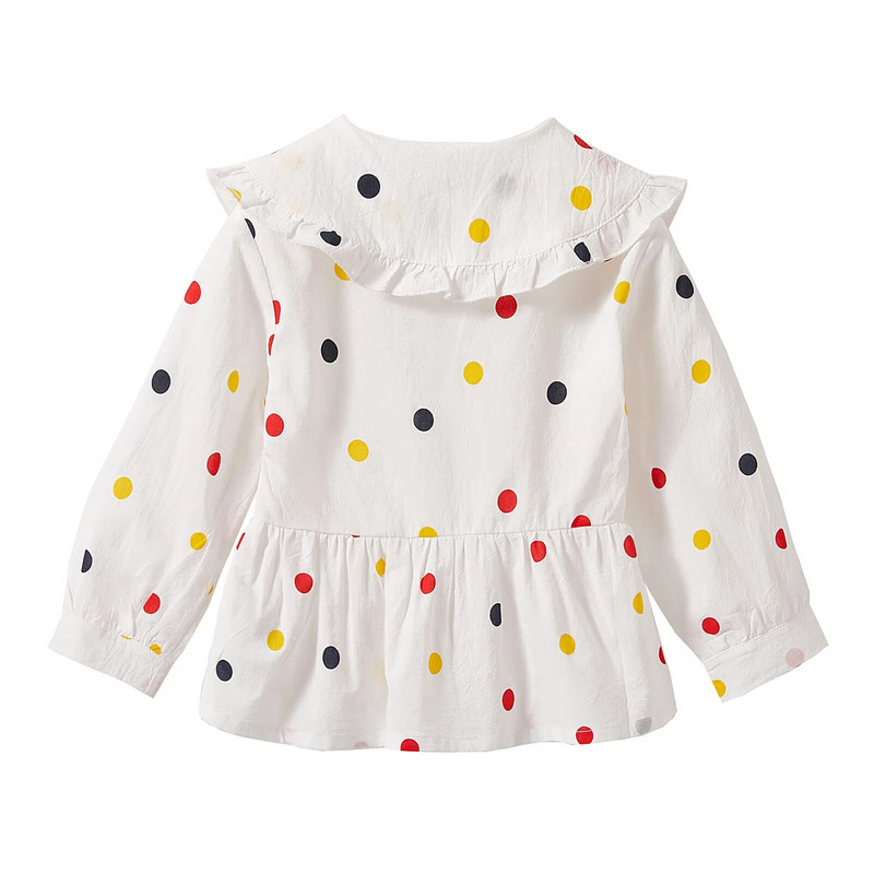 Mudkingdom Κοριτσίστικο πουκάμισο μακρυμάνικο Peter Pan Μπλούζα με γιακά για νήπια Ρούχα με στάμπα βαμβακερά με κουκκίδες Μονόχρωμη Άνοιξη Φθινόπωρο