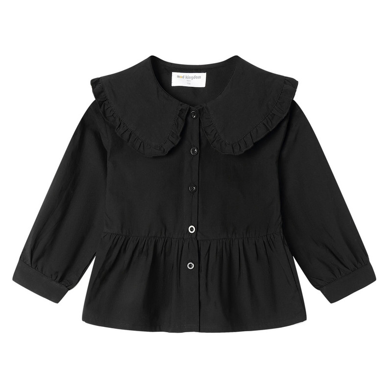 Mudkingdom Κοριτσίστικο πουκάμισο μακρυμάνικο Peter Pan Μπλούζα με γιακά για νήπια Ρούχα με στάμπα βαμβακερά με κουκκίδες Μονόχρωμη Άνοιξη Φθινόπωρο